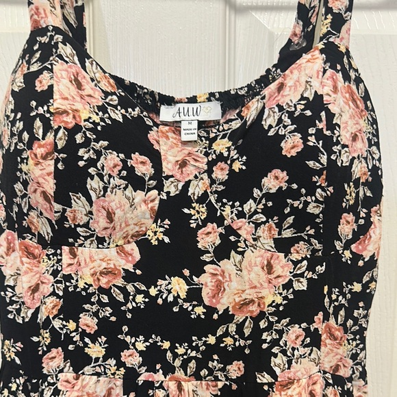 Black and Pink Sleeveless Spaghetti Strap Midi Sundress - Picture 4 of 10